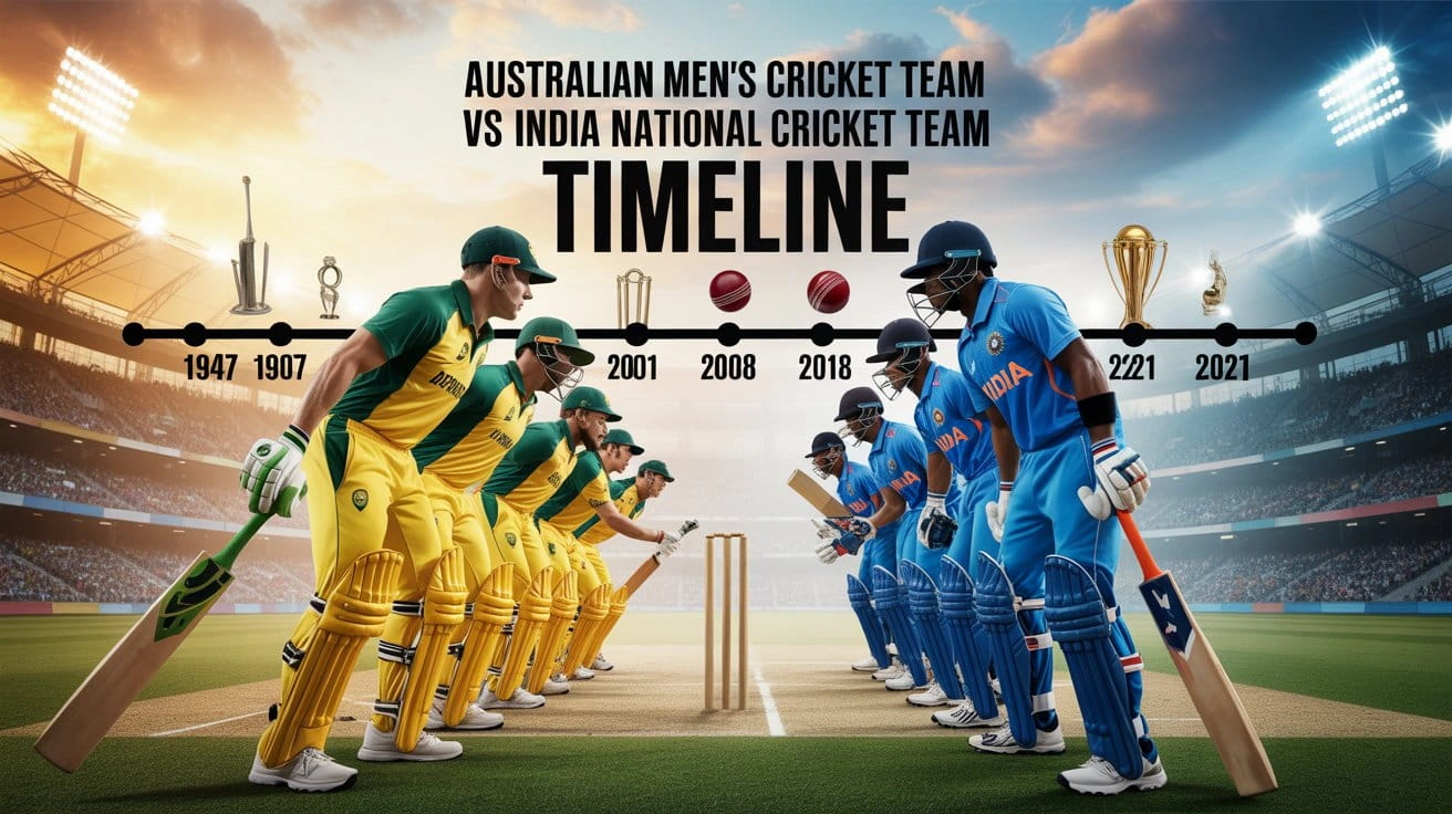 australian men’s cricket team vs india national cricket team timeline